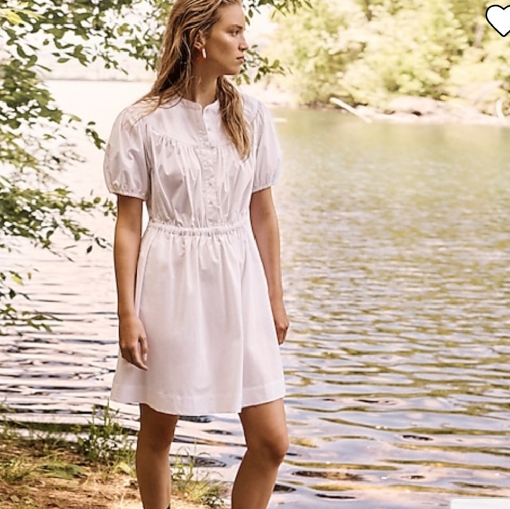 J. Crew Puff-Sleeve Poplin Dress